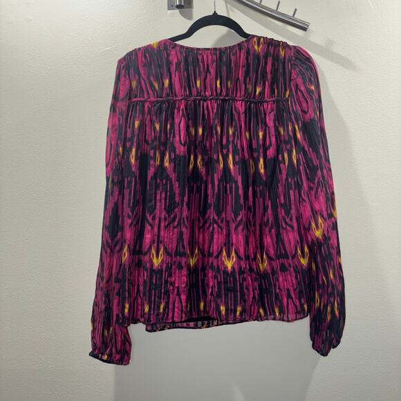 Marie Oliver Silk Top- 100% Silk Boho Print Blouse - Picture 4 of 15